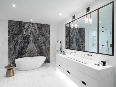 Фото ванной комнаты с плиткой под мрамор: советы по выбору изображений