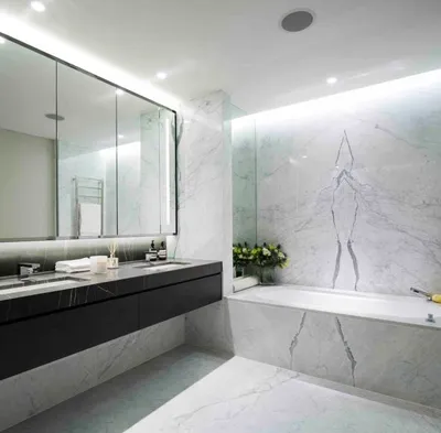 Фото ванной комнаты с плиткой под мрамор: творческий подход к дизайну