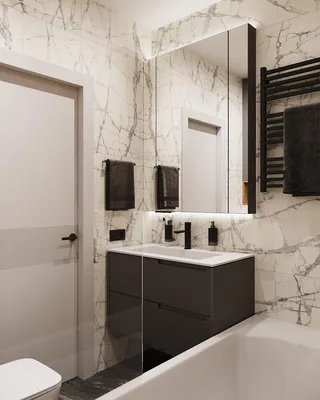 Фото ванной комнаты с плиткой под мрамор: лучшие идеи