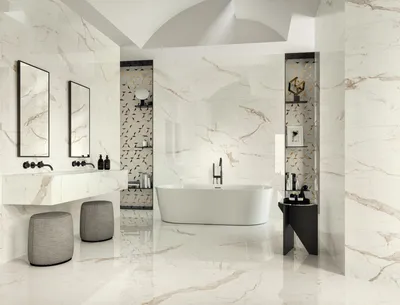Фото ванной комнаты с эффектом мрамора: модные идеи