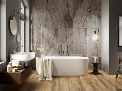 4K фото ванной комнаты с мраморной плиткой