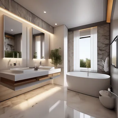 Элегантные фото ванной комнаты с плиткой под мрамор