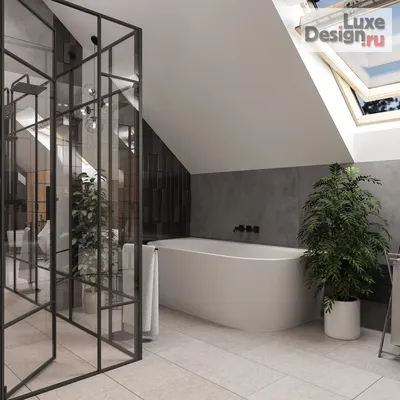 4K изображение ванной комнаты в мансарде: скачать бесплатно в PNG