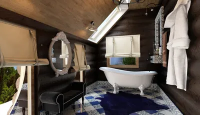Фотография ванной комнаты в мансарде с природным светом