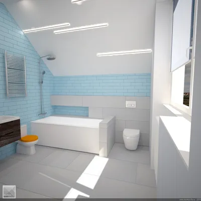 Ванная комната в мансарде с оригинальной планировкой