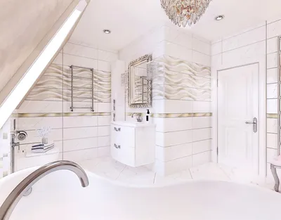Ванная комната в мансарде с удивительным видом на фото