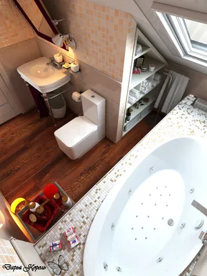 Фото ванной комнаты в мансарде - бесплатно