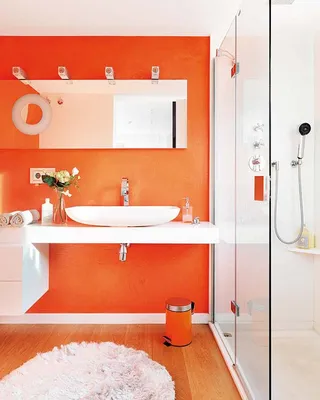 Ванная комната в оранжевом цвете: выберите размер изображения и скачайте в форматах JPG, PNG, WebP