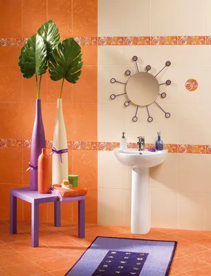 Фото ванной комнаты в оранжевом цвете