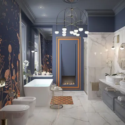 Уникальный дизайн ванной комнаты в оранжевых тонах