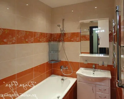 Интересный интерьер ванной комнаты в оранжевой цветовой палитре