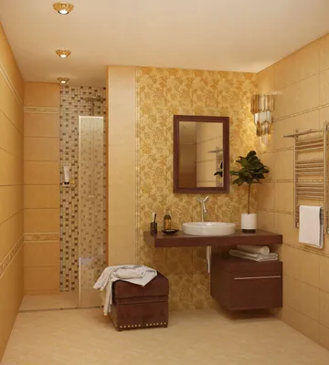 Фото уютной ванной комнаты в оранжевом оформлении