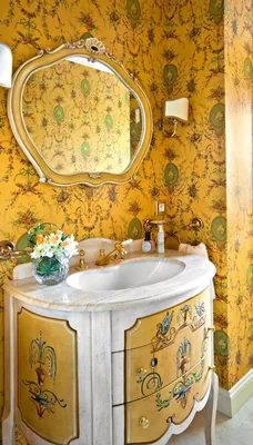 Интересный дизайн ванной комнаты в оранжевой цветовой палитре