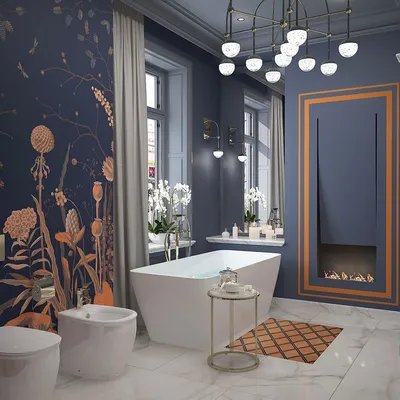 Уникальный интерьер ванной комнаты в оранжевых тонах