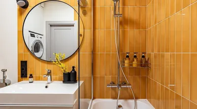 Full HD фото ванной комнаты в оранжевом цвете