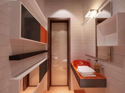 WebP фото ванной комнаты в оранжевом цвете