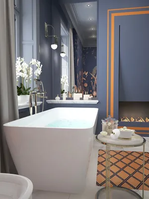 Фото ванной комнаты в оранжевом цвете для дизайна интерьера