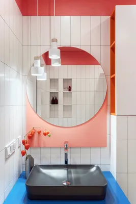 Фото ванной комнаты в оранжевом цвете - современный дизайн