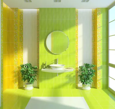 Фото в HD качестве ванной комнаты в салатовом цвете