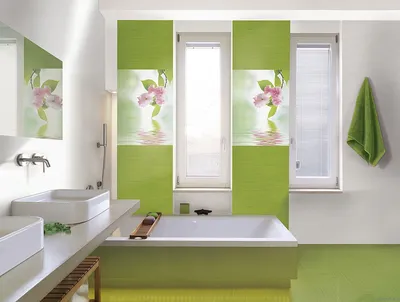 Ванная комната в салатовом цвете с элегантным дизайном