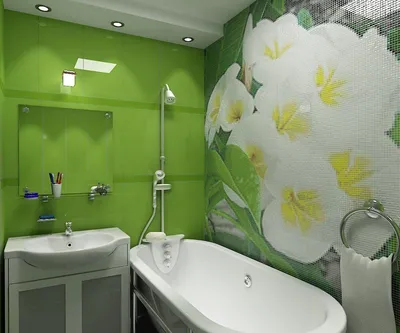 Уникальная ванная комната в салатовом цвете, вдохновленная природой