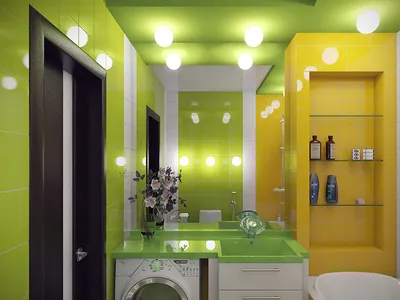Картинка ванной комнаты в салатовом цвете в формате PNG