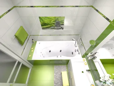 Фото ванной комнаты в салатовом цвете, создающей атмосферу спокойствия и релаксации