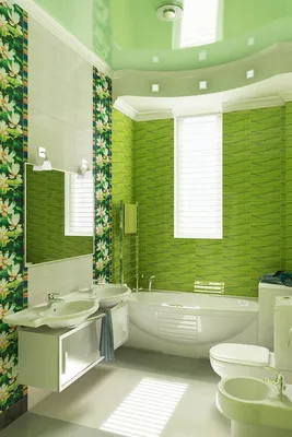 Скачать изображение ванной комнаты в салатовом цвете