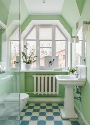 Картинка в хорошем качестве ванной комнаты в салатовом цвете