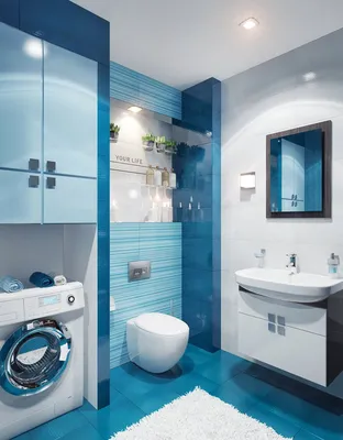 Арт-фото ванной комнаты в синих тонах