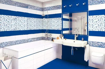 Фото ванной комнаты в синих тонах для баннера