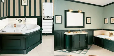 Ванная комната в стиле ретро с черно-белым дизайном: фото