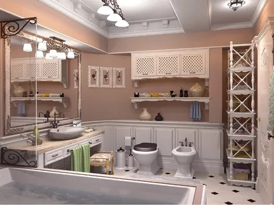 Ванная комната в стиле ретро с роскошными шторами: фото