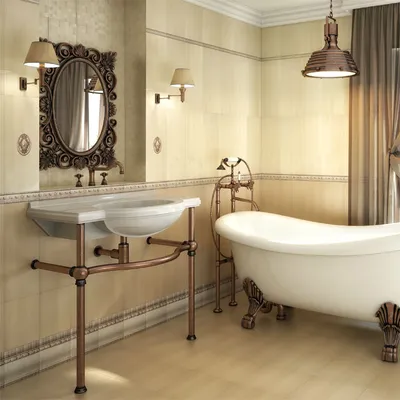 Ванная комната в стиле ретро с ретро-плиткой: фото