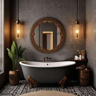 Фотк ванной комнаты в стиле ретро