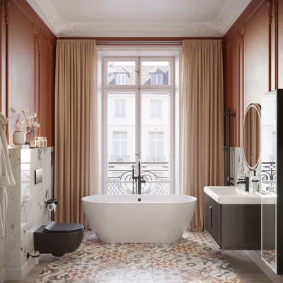Изображение ванной комнаты в ретро стиле в PNG