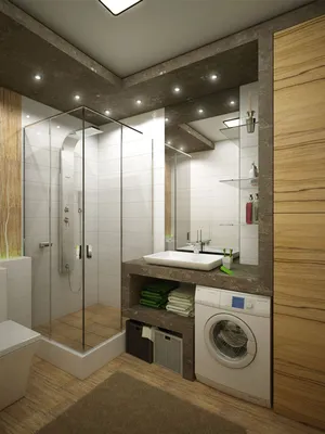 Фотографии ванной комнаты в загородном доме с использованием стекла и зеркал