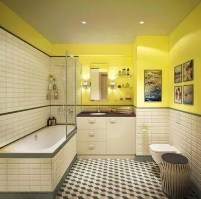 Фотография ванной комнаты желтого цвета в формате PNG