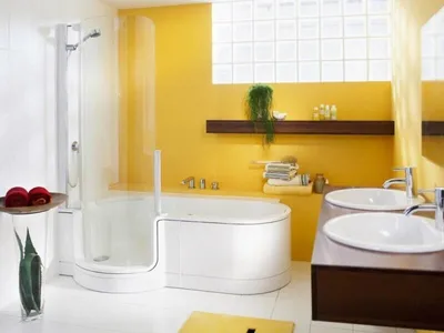 Изображение ванной комнаты желтого цвета с возможностью выбора размера