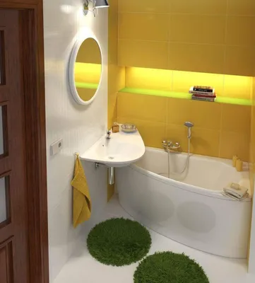 Фотография ванной комнаты с желтыми акцентами
