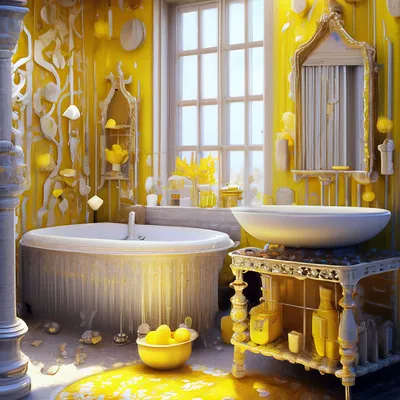 18) Ванная комната с яркими желтыми акцентами: стиль и элегантность