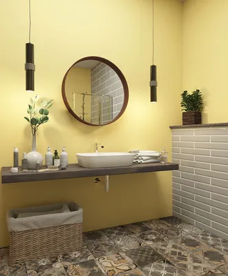 Изображения ванной комнаты желтого цвета в 4K разрешении