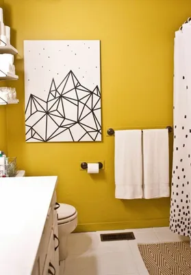 Фотки ванной комнаты с современным желтым декором