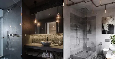 Фото ванной лофт с деревянными элементами