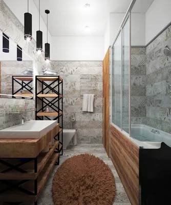Уютная ванная комната в стиле лофт на фото