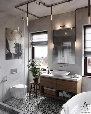 Фото ванной комнаты с дизайнерским решением