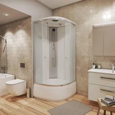 Фото ванной комнаты с поддоном и стильными акцентами