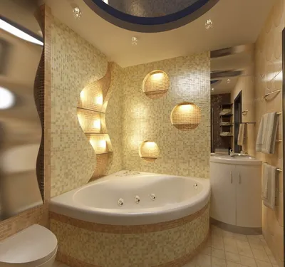 Фото ванной комнаты с угловой ванной для бесплатного скачивания в хорошем качестве