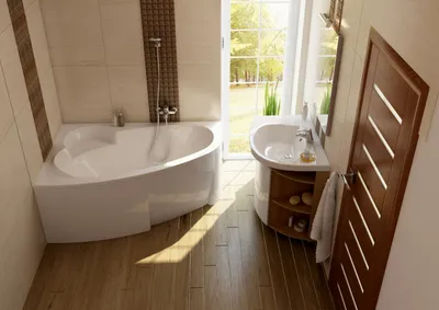 Фото ванной комнаты с угловой ванной для скачивания в формате JPG в хорошем качестве