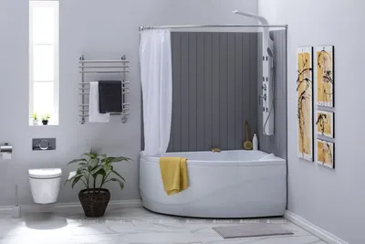Новое изображение ванной комнаты с угловой ванной